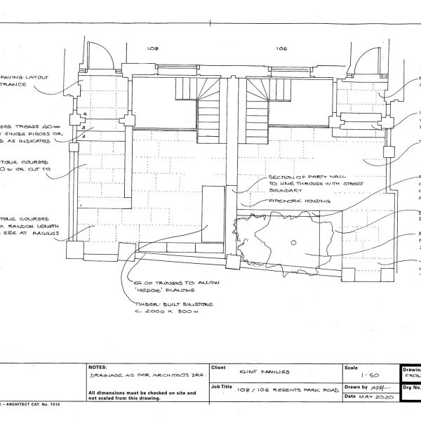 106-108 Regents Park Road Front garden areas